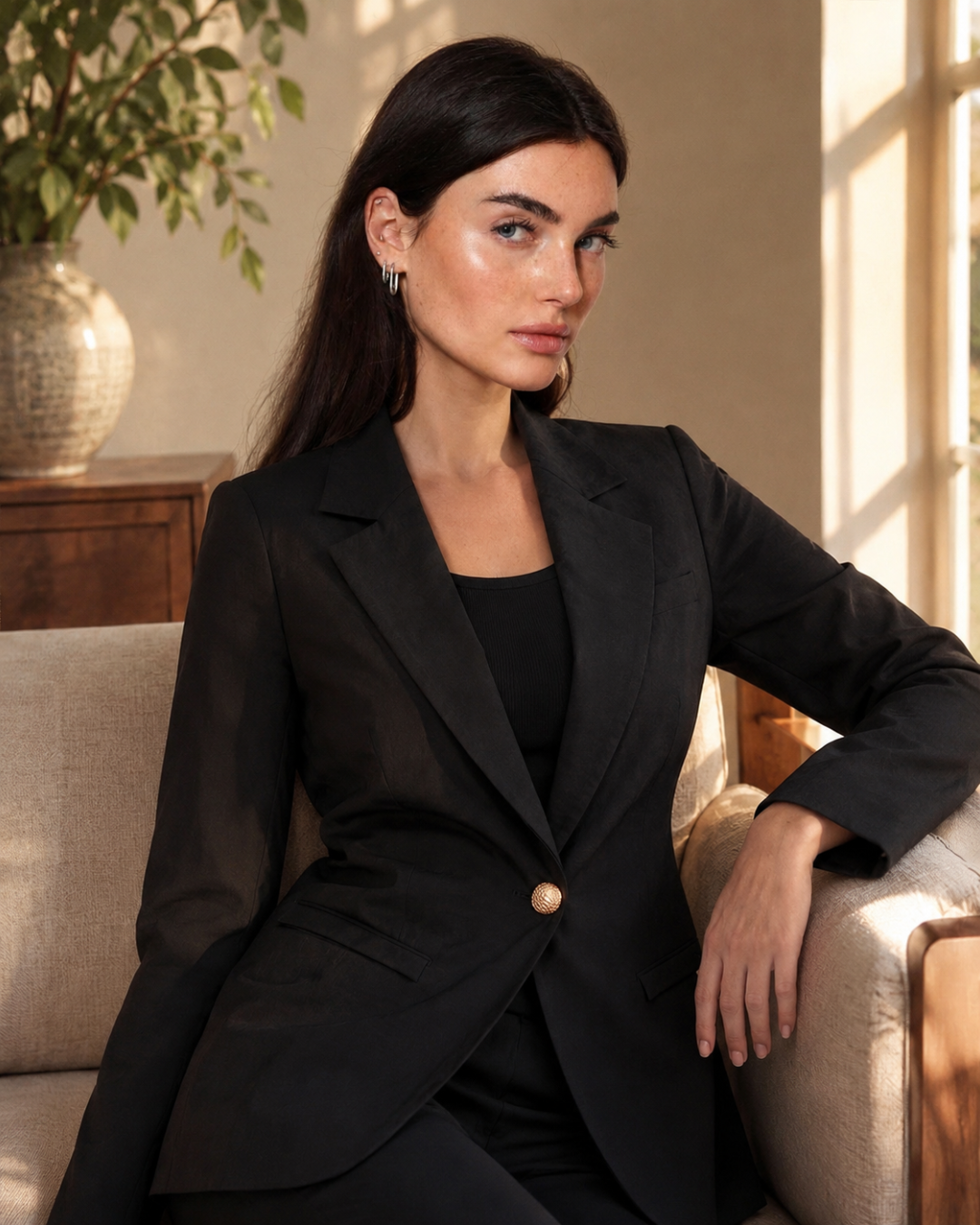 Blazer de Alfaiataria com forro interno - Preto