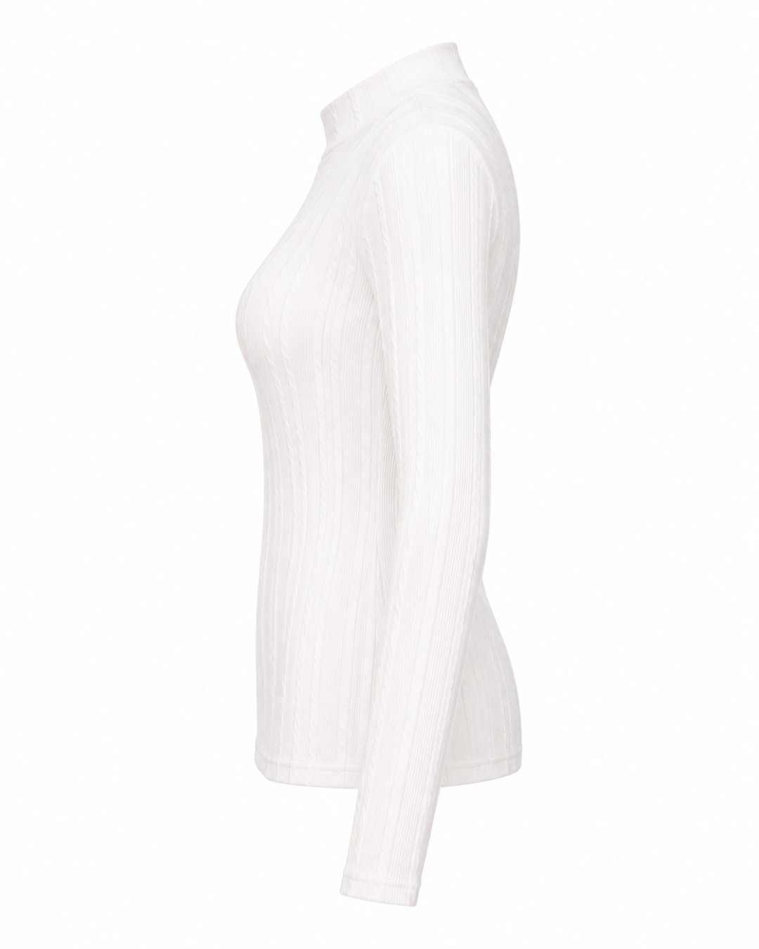 Blusa manga longa gola alta malha ribana - Branco