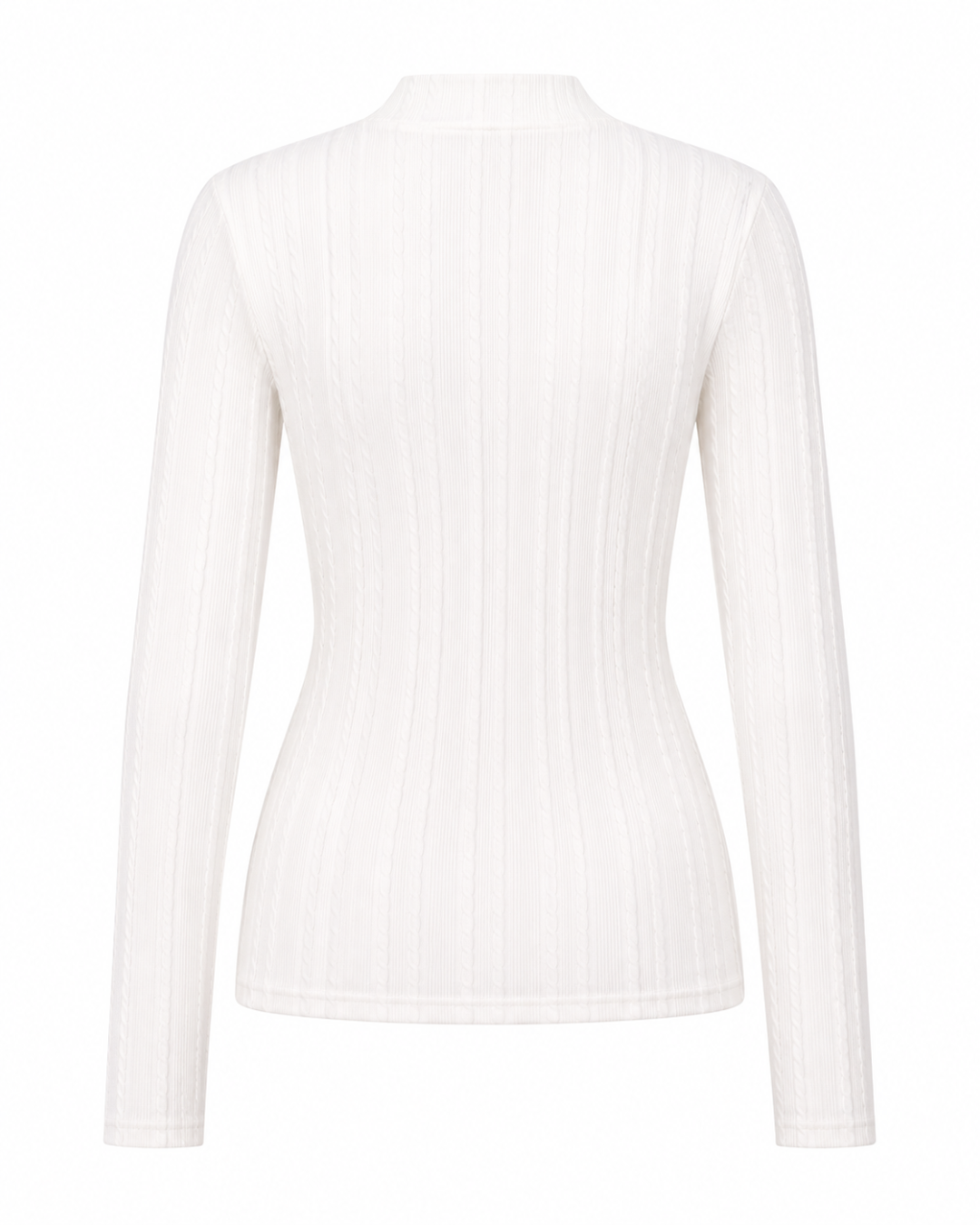 Blusa manga longa gola alta malha ribana - Branco