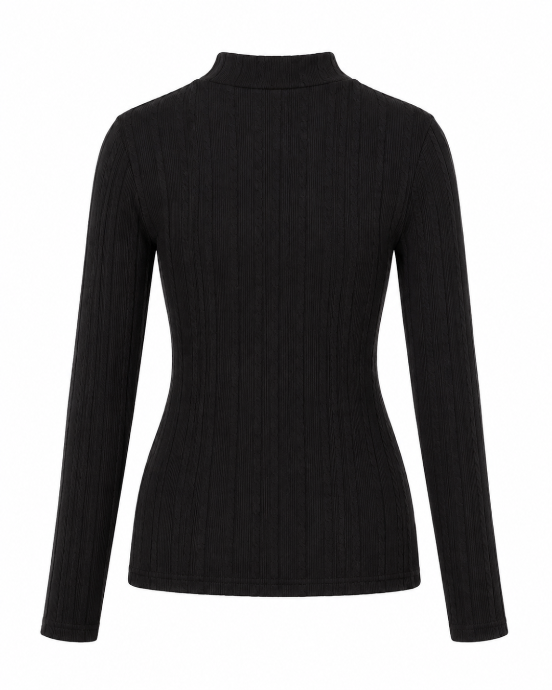 Blusa manga longa gola alta malha ribana - Preto