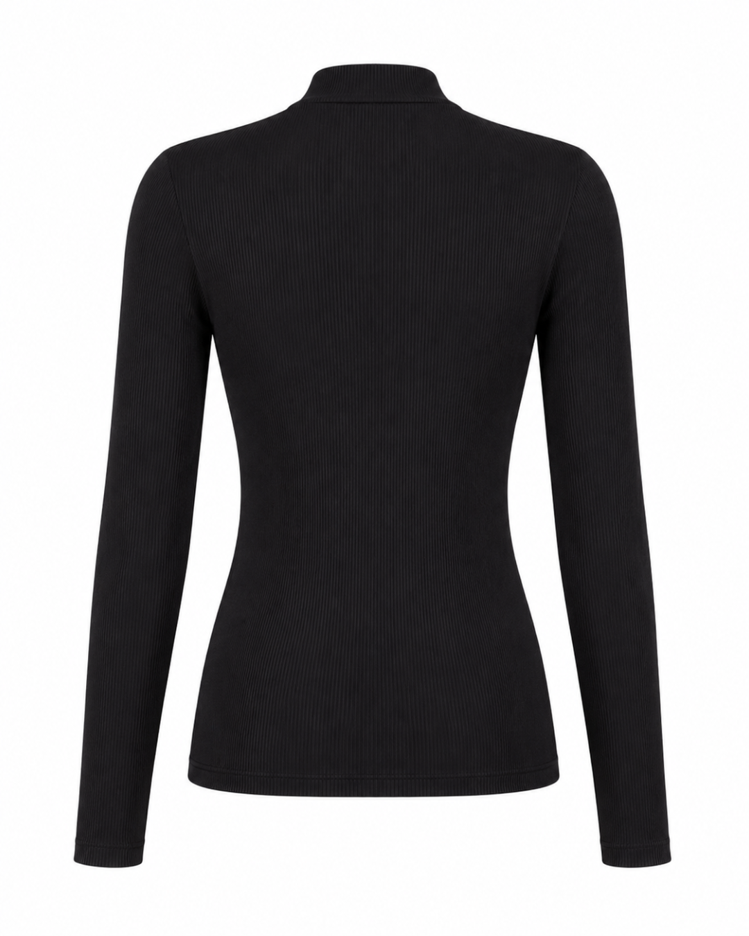 Blusa gola alta manga comprida malha ribana poliéster - Preto