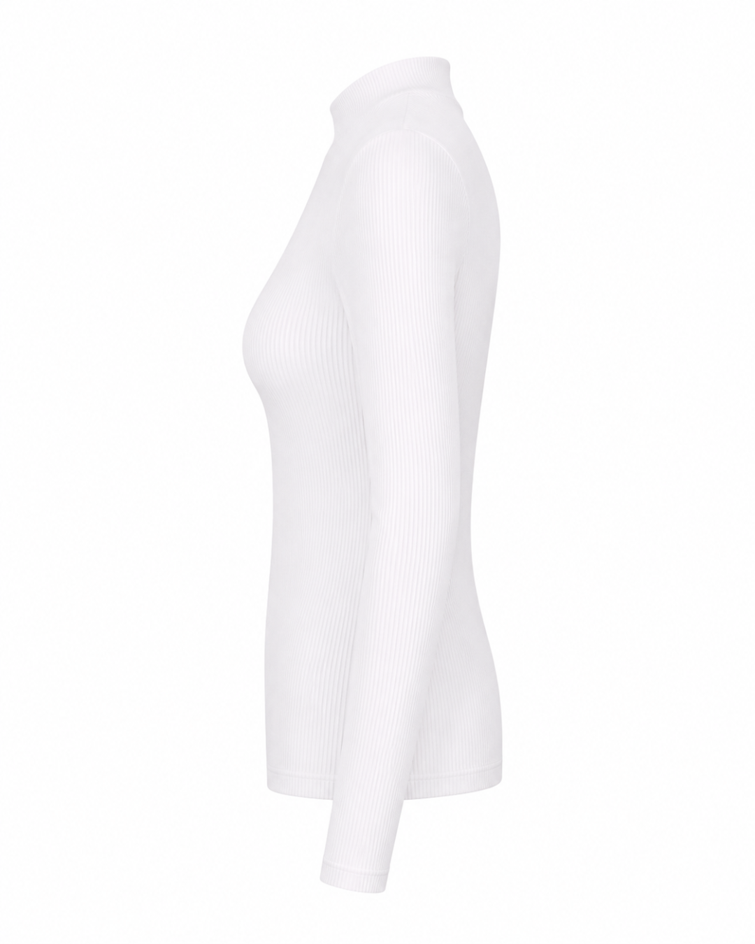 Blusa gola alta manga comprida malha ribana poliéster - Branco