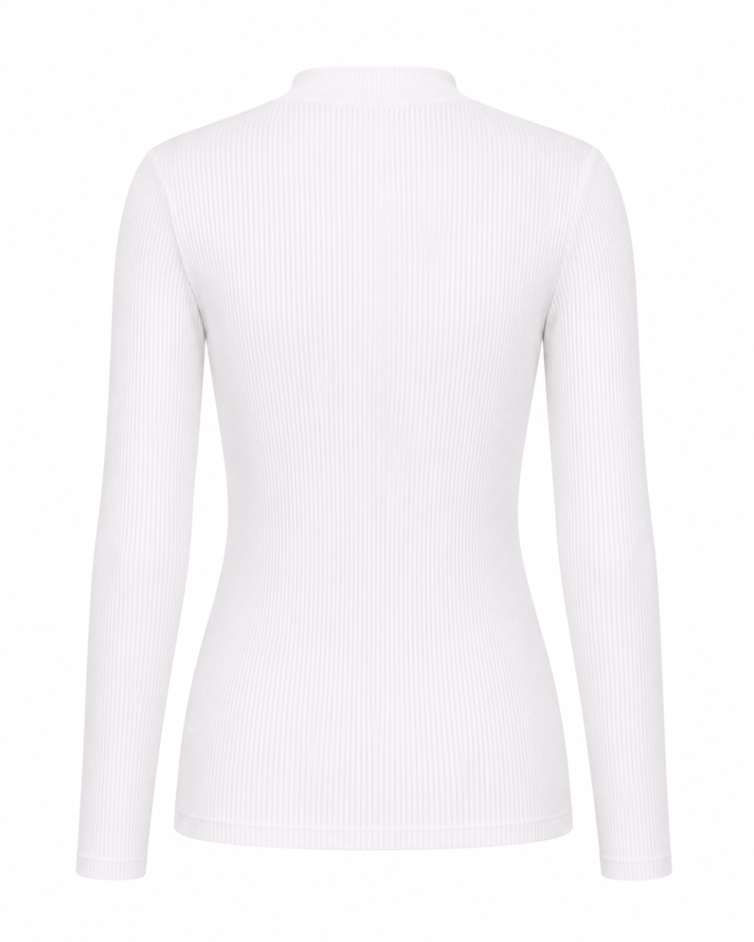 Blusa gola alta manga comprida malha ribana poliéster - Branco