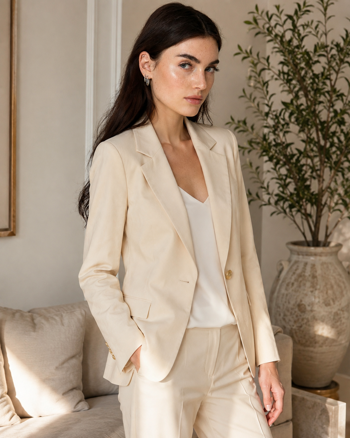 Blazer de Alfaiataria com forro interno - Bege