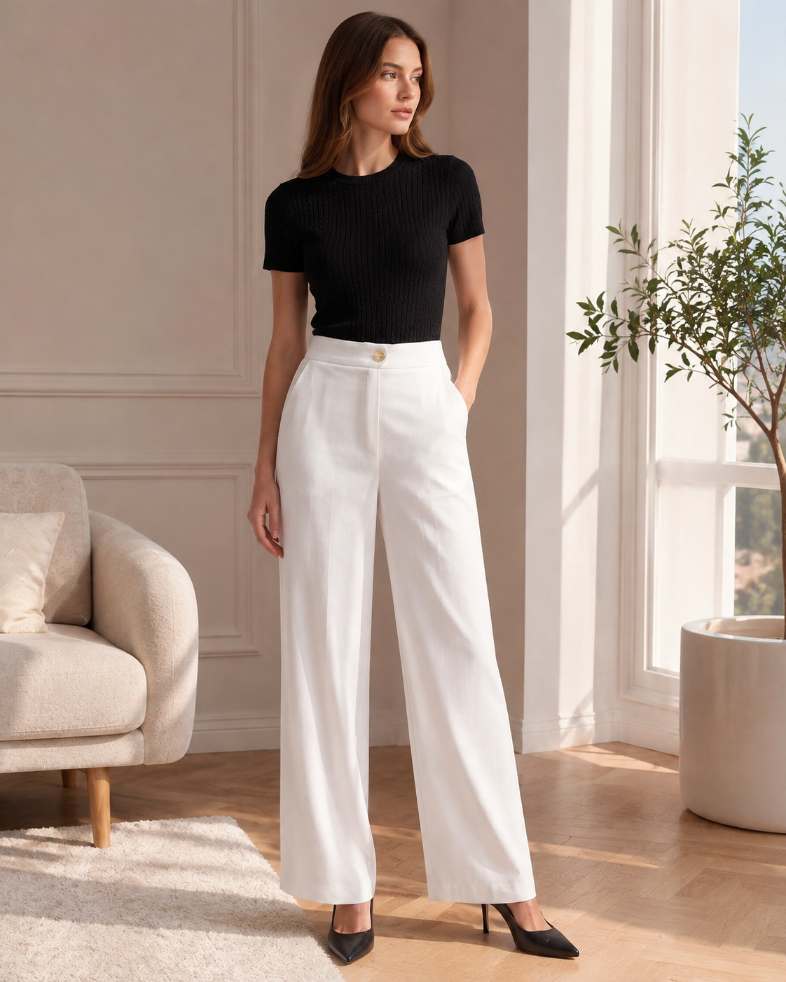 Calça Alfaiataria corte reto - Branco