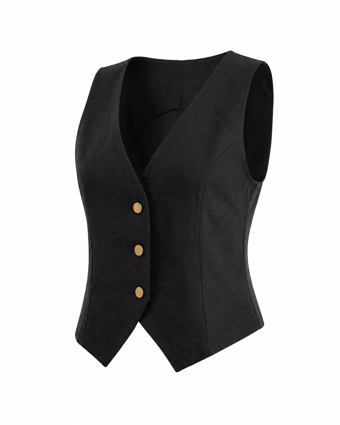 Colete feminino alfaiataria fake bolso - Preto