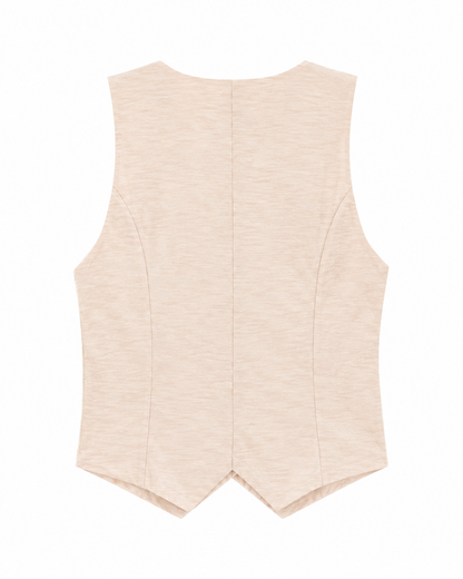 Colete feminino alfaiataria fake bolso - Bege