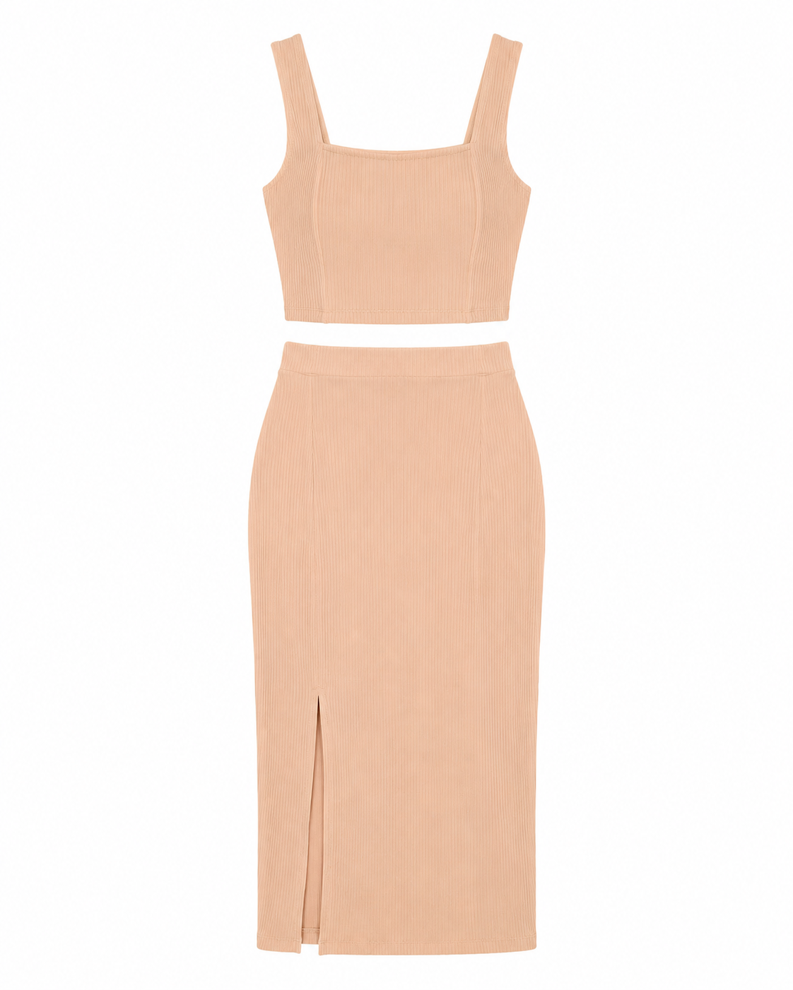Conjunto Saia Mid e Cropped - Bege