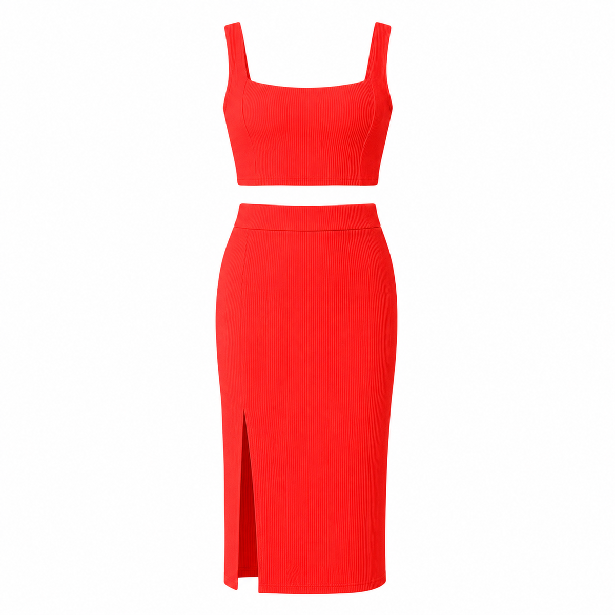 Conjunto Saia Mid e Cropped - Vermelho