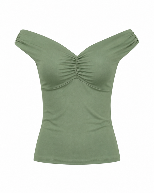 Blusa feminina ombro a ombro malha suplex - Verde