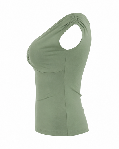 Blusa feminina ombro a ombro malha suplex - Verde