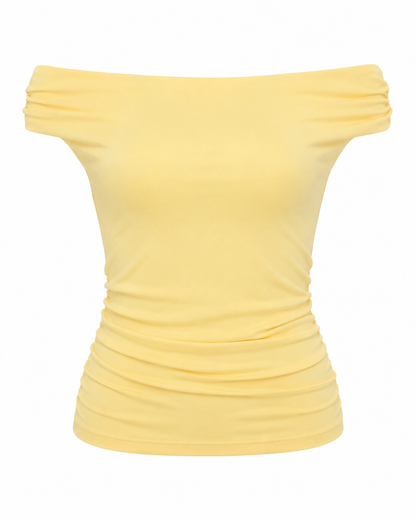 Blusa feminina ombro a ombro malha suplex - Amarelo