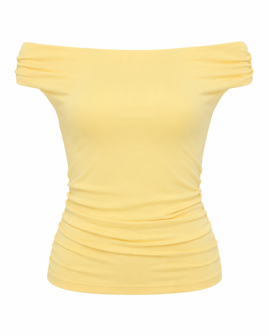 Blusa feminina ombro a ombro malha suplex - Amarelo