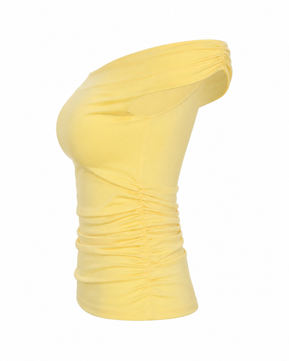 Blusa feminina ombro a ombro malha suplex - Amarelo