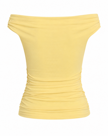 Blusa feminina ombro a ombro malha suplex - Amarelo