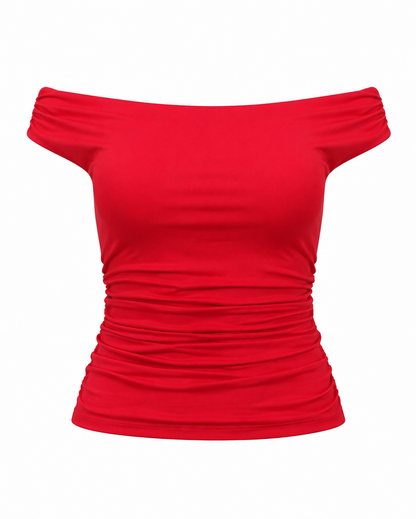 Blusa feminina ombro a ombro malha suplex - Vermelho