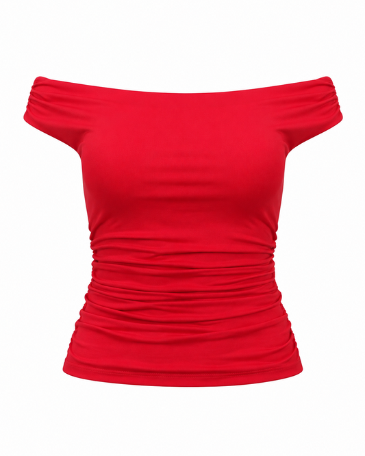 Blusa feminina ombro a ombro malha suplex - Vermelho
