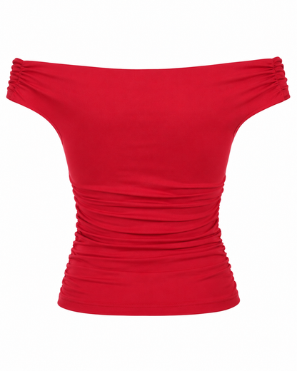 Blusa feminina ombro a ombro malha suplex - Vermelho