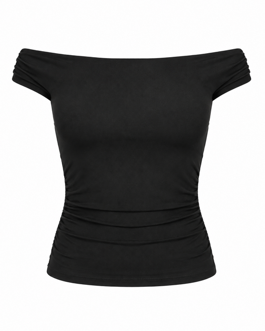 Blusa feminina ombro a ombro malha suplex - Preto