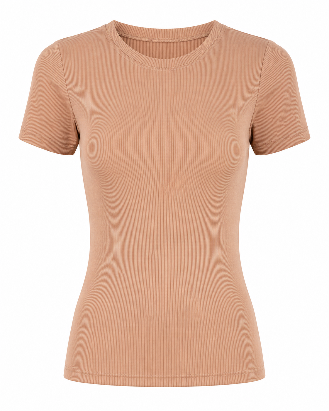 Blusa T-shirt Gola Careca Malha Ribana Poliéster - Preto