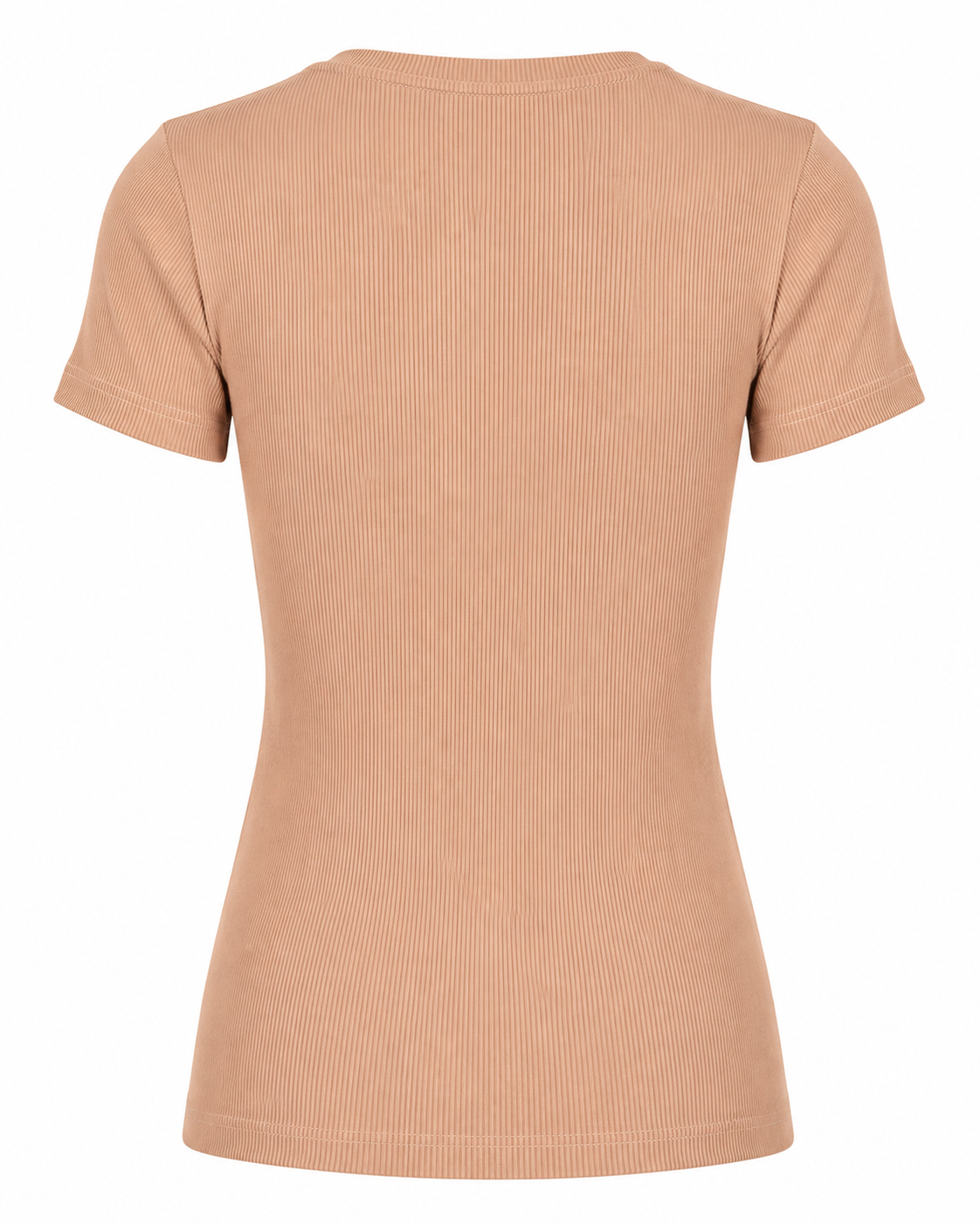 Blusa T-shirt Gola Careca Malha Ribana Poliéster - Nude Pele