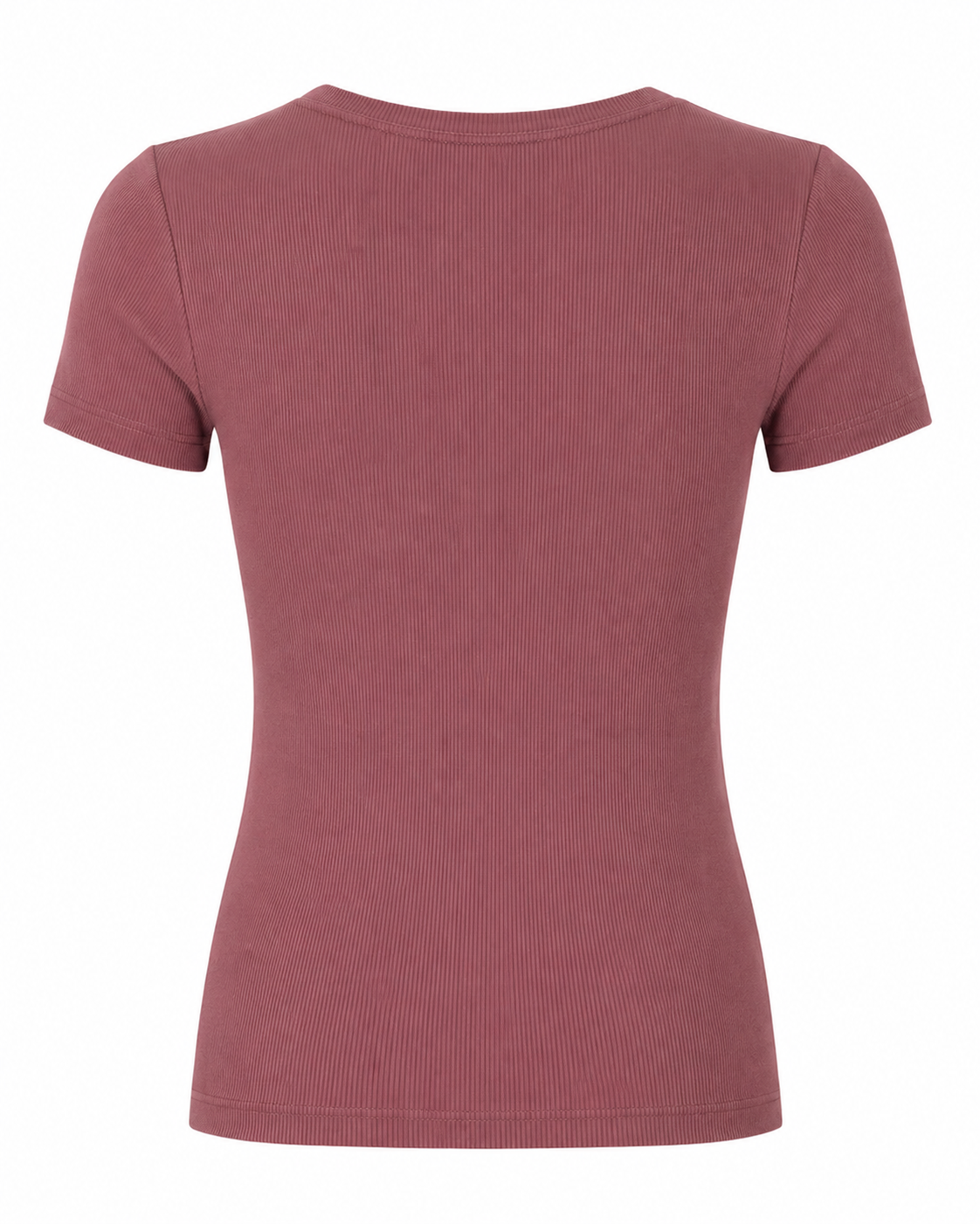 Blusa T-shirt Gola Careca Malha Ribana Poliéster - Marrom