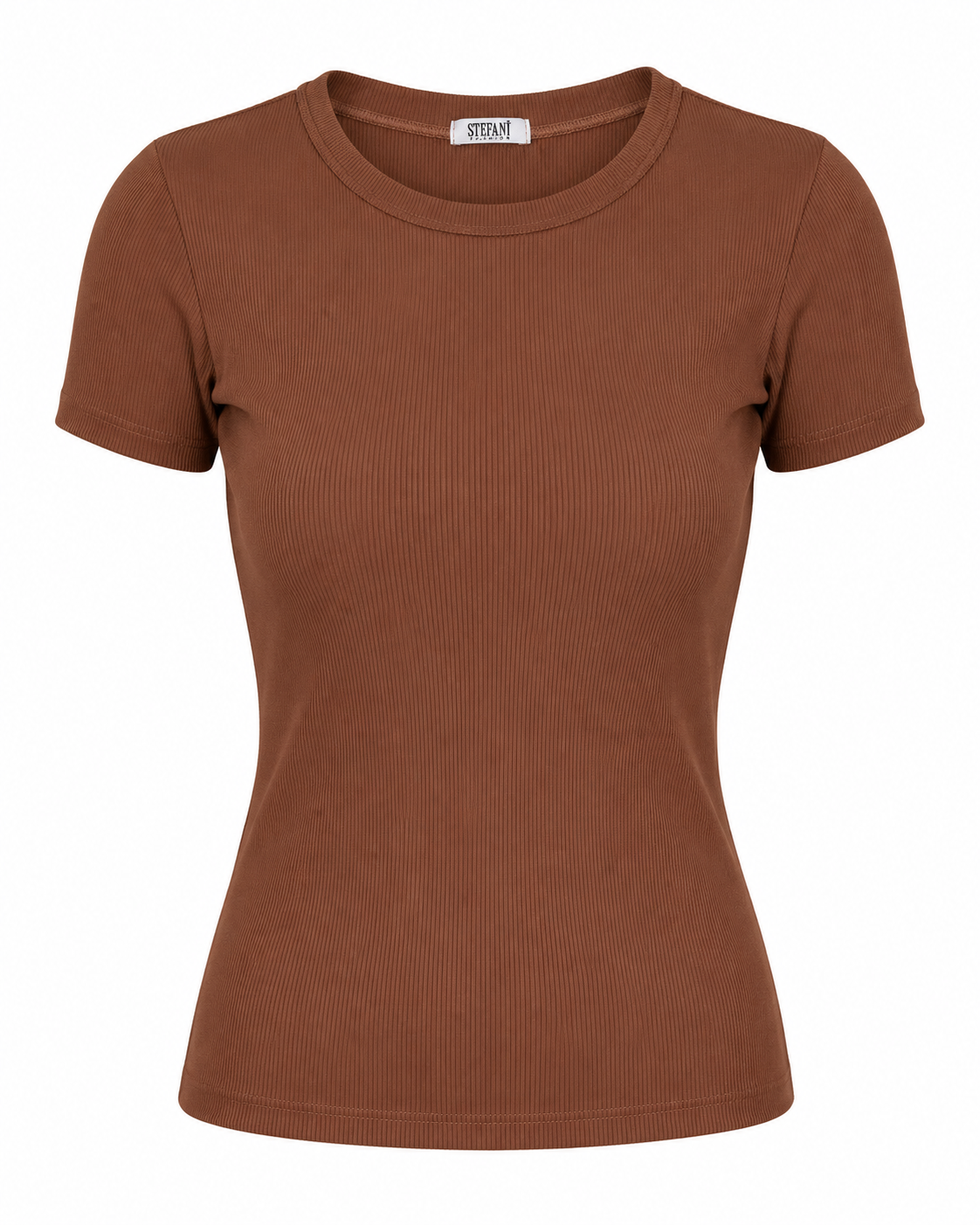 Blusa T-shirt Gola Careca Malha Ribana Poliéster - Preto