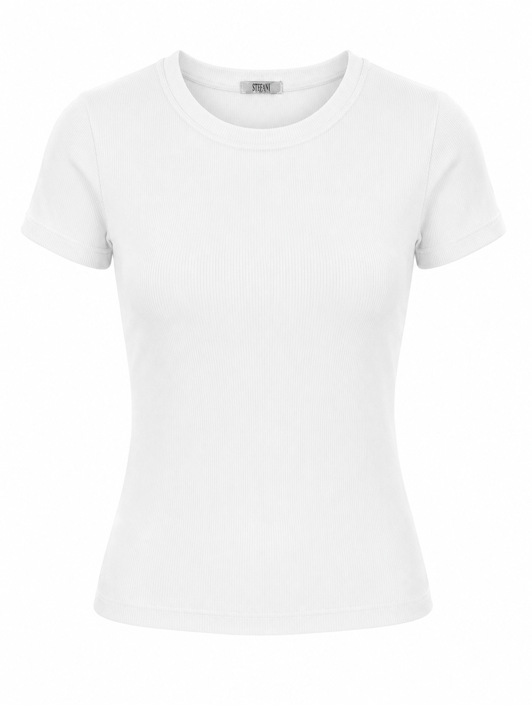 Blusa T-shirt Gola Careca Malha Ribana Poliéster - Preto