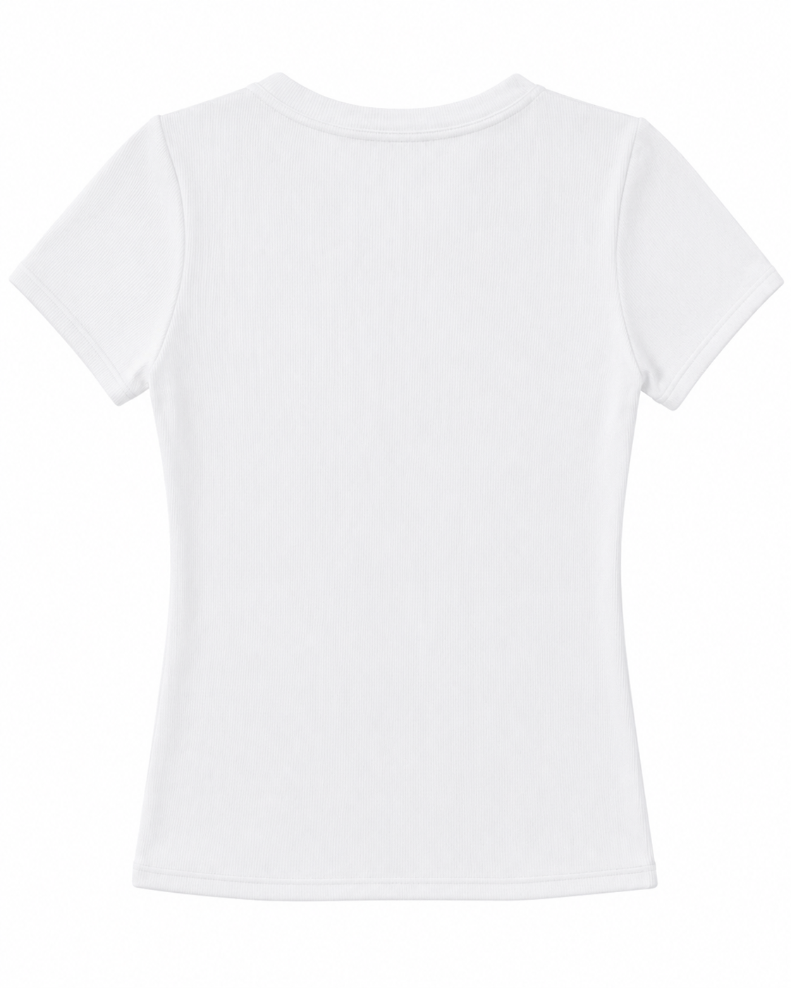 Blusa T-shirt Gola Careca Malha Ribana Poliéster - Branco
