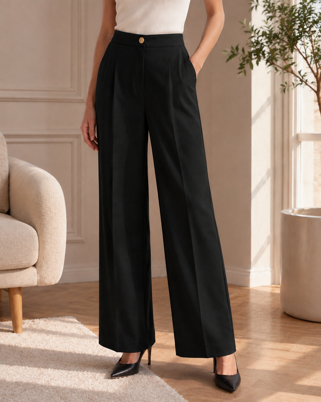 Calça Alfaiataria corte reto - Preto