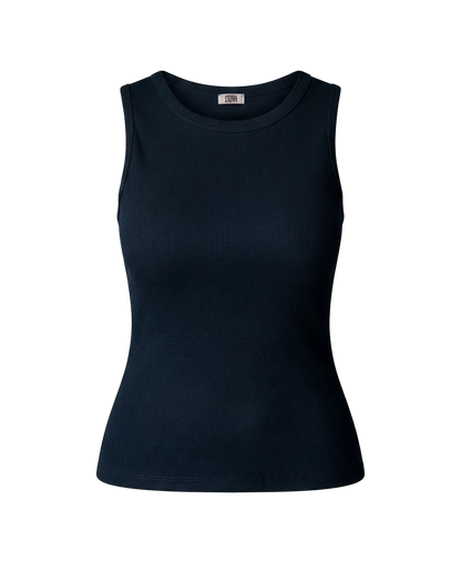Blusa regata viés alto padrão malha algodão - Chumbo