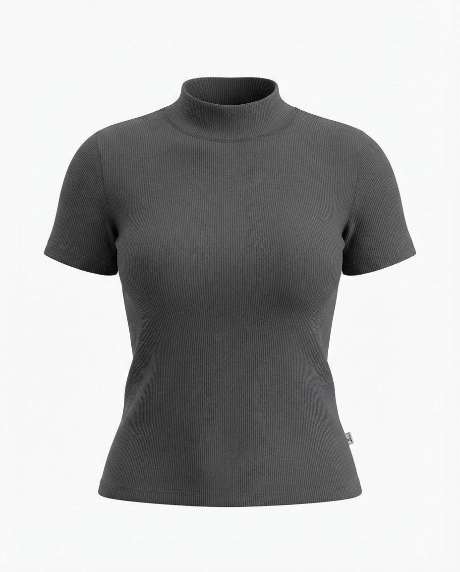 Blusa gola alta manga três por quatro inverno malha ribana - Verde Militar