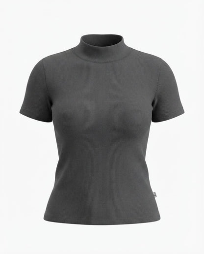 Blusa gola alta manga três por quatro inverno malha ribana - Verde Militar