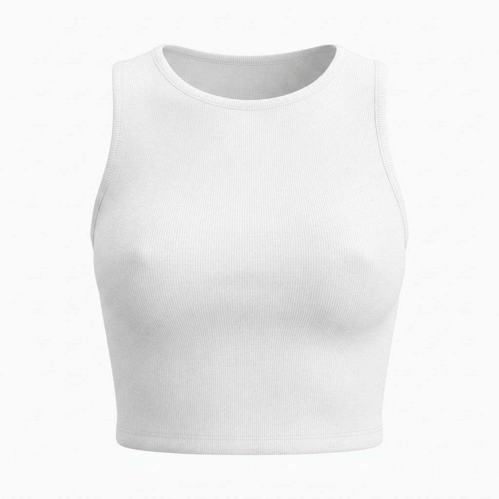 Cropped feminino duplo forro frente e verso malha ribana poliéster - Nude
