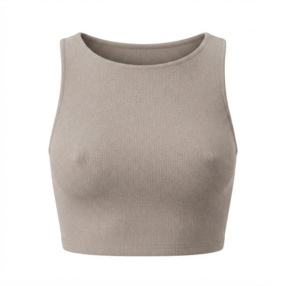 Cropped feminino duplo forro frente e verso malha ribana poliéster - Chocolate