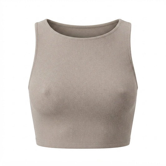 Cropped feminino duplo forro frente e verso malha ribana poliéster - Cinza
