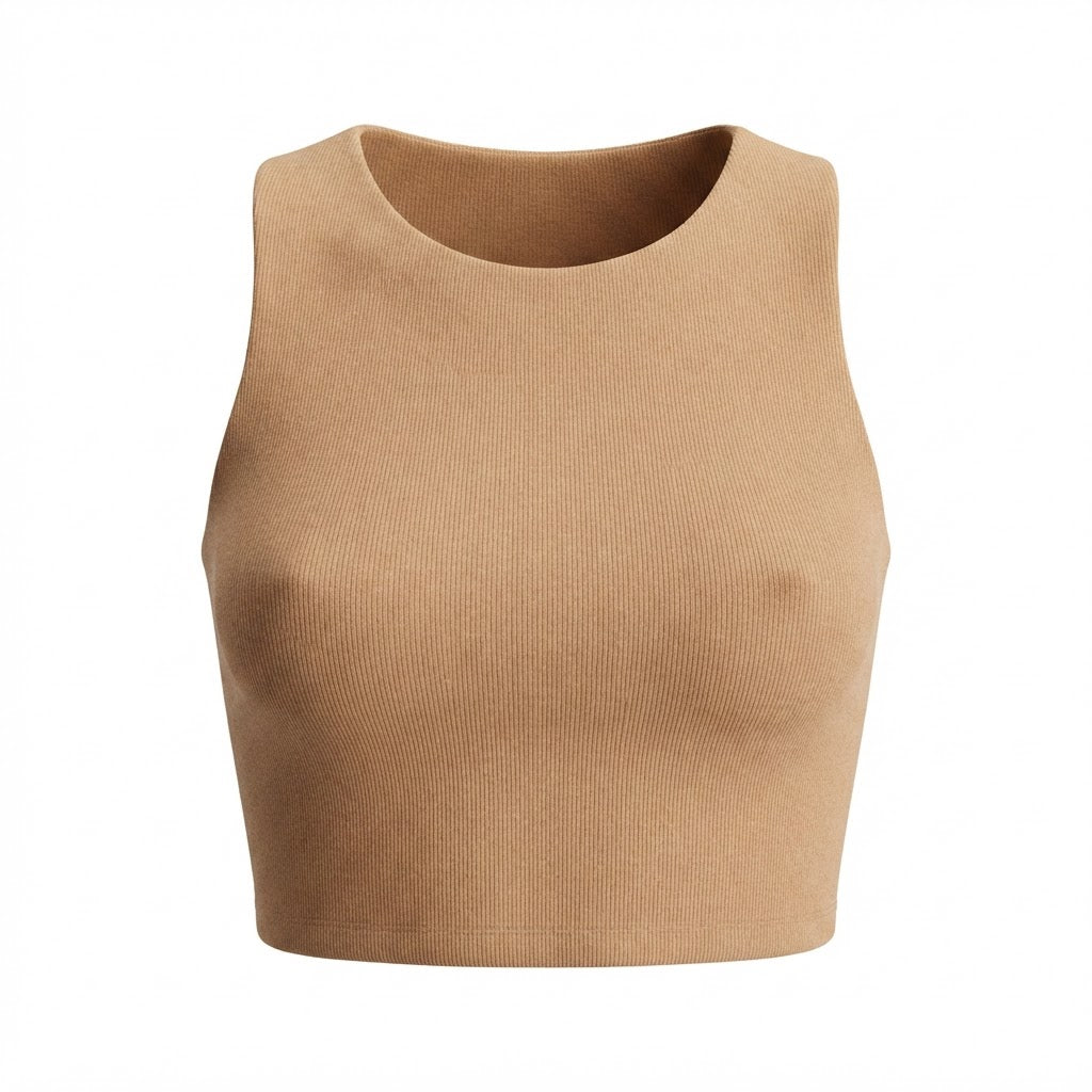Cropped feminino duplo forro frente e verso malha ribana poliéster - Preto