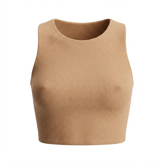 Cropped feminino duplo forro frente e verso malha ribana poliéster - Nude