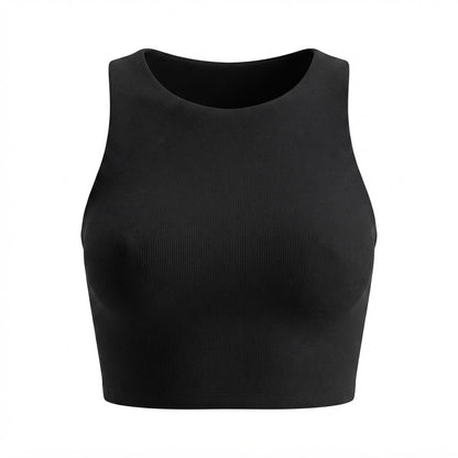 Cropped feminino duplo forro frente e verso malha ribana poliéster - Preto
