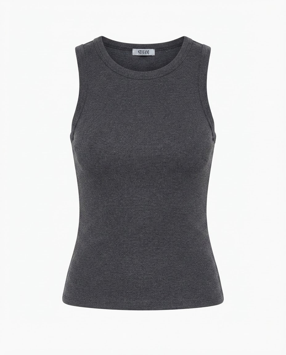 Blusa regata viés alto padrão malha algodão - Branco