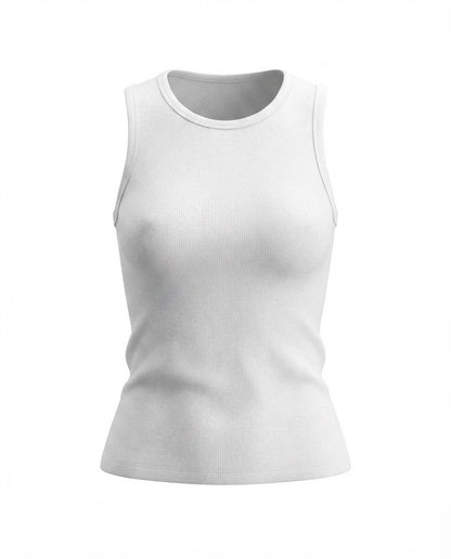 Blusa regata viés alto padrão malha algodão - Marrom