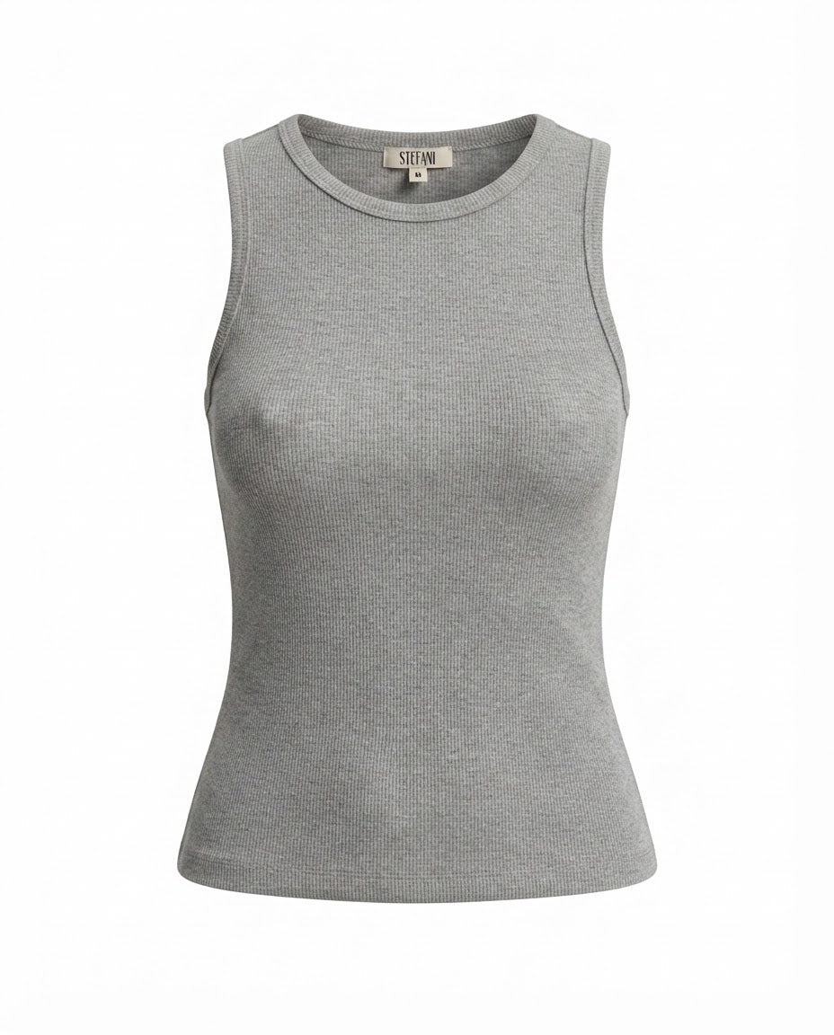 Blusa regata viés alto padrão malha algodão - Preto