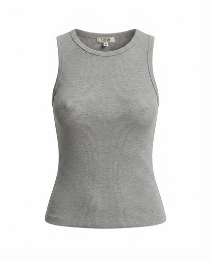 Blusa regata viés alto padrão malha algodão - Preto