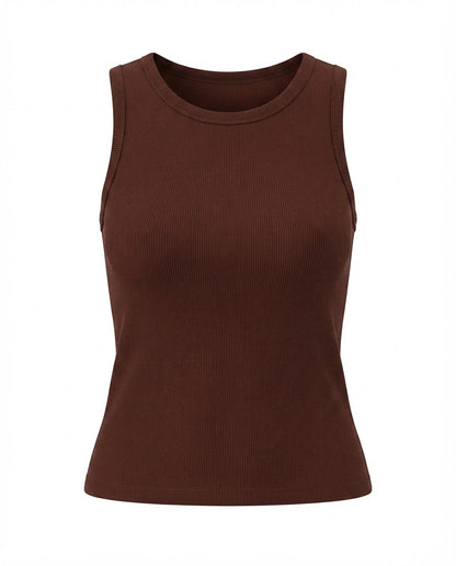 Blusa regata viés alto padrão malha algodão - Preto