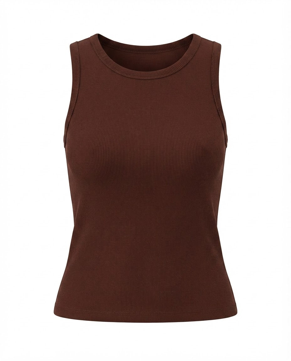 Blusa regata viés alto padrão malha algodão - Branco