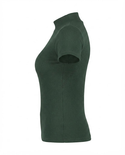 Blusa gola alta manga três por quatro inverno malha ribana - Verde Militar