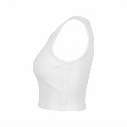 Cropped feminino duplo forro frente e verso malha ribana poliéster - Branco