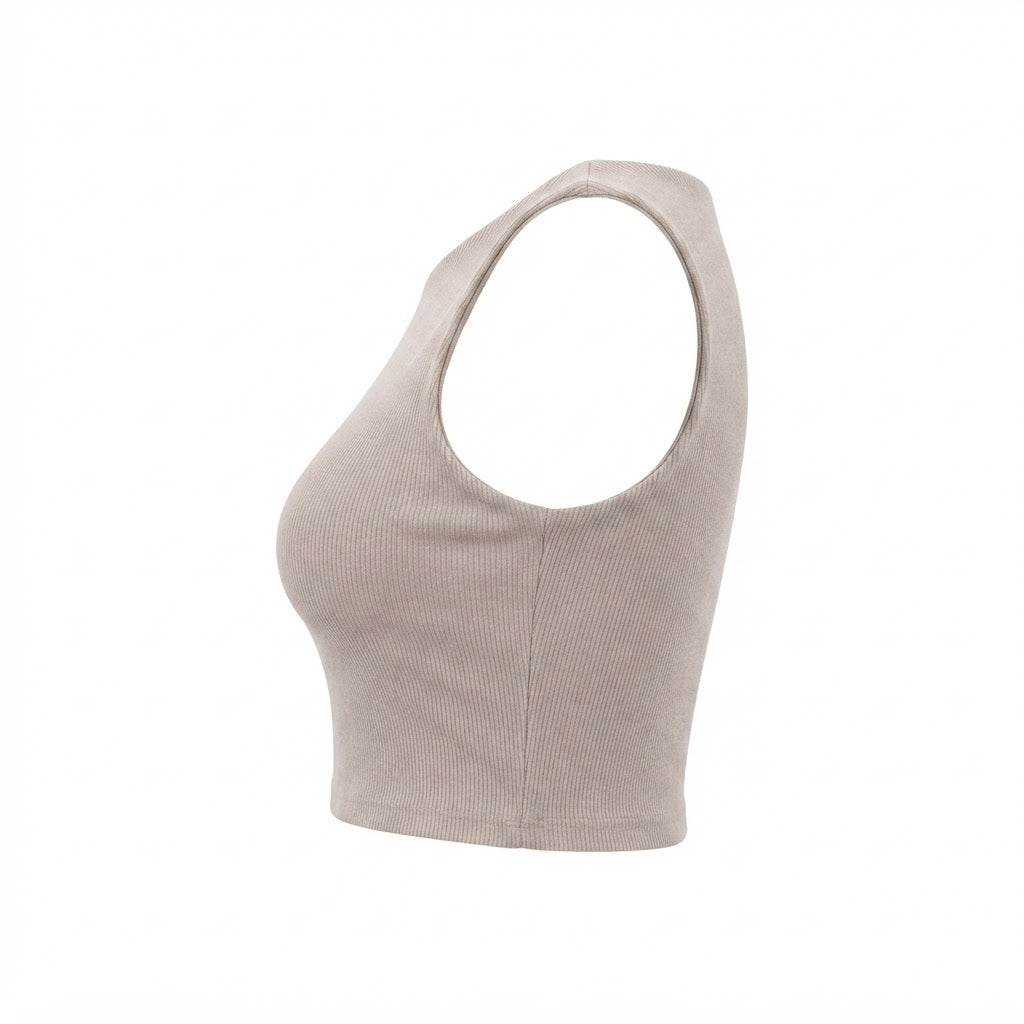Cropped feminino duplo forro frente e verso malha ribana poliéster - Cinza