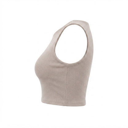Cropped feminino duplo forro frente e verso malha ribana poliéster - Cinza