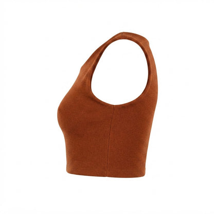 Cropped feminino duplo forro frente e verso malha ribana poliéster - Chocolate